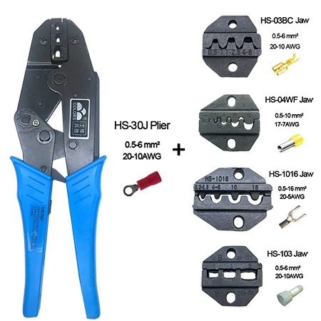 HS-30J 4 Jaws Обжимные плоскогубцы HS-30J 8 челюстей набор plug/трубка/изоляция/неизолированные клемм плоскогубцы alicate ручной инструмент комплект Зажимные инструменты - Цвет: HS-30J 4 Jaws