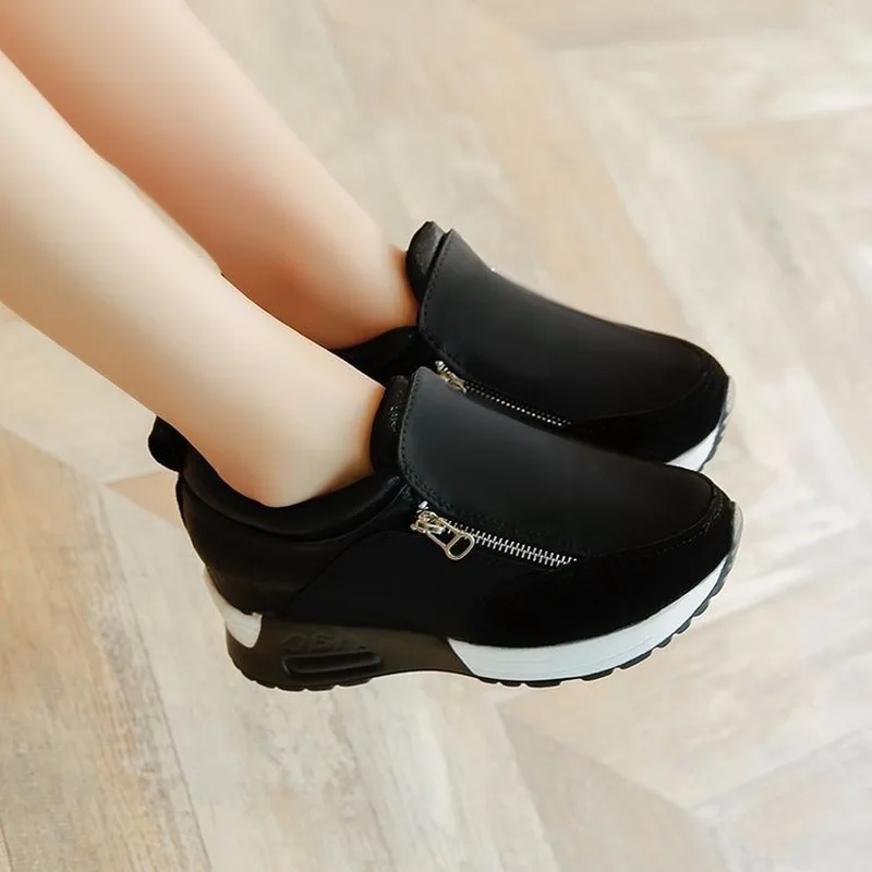 Новинка 2018 женские повседневные кроссовки из флока на высоком каблуке красного и