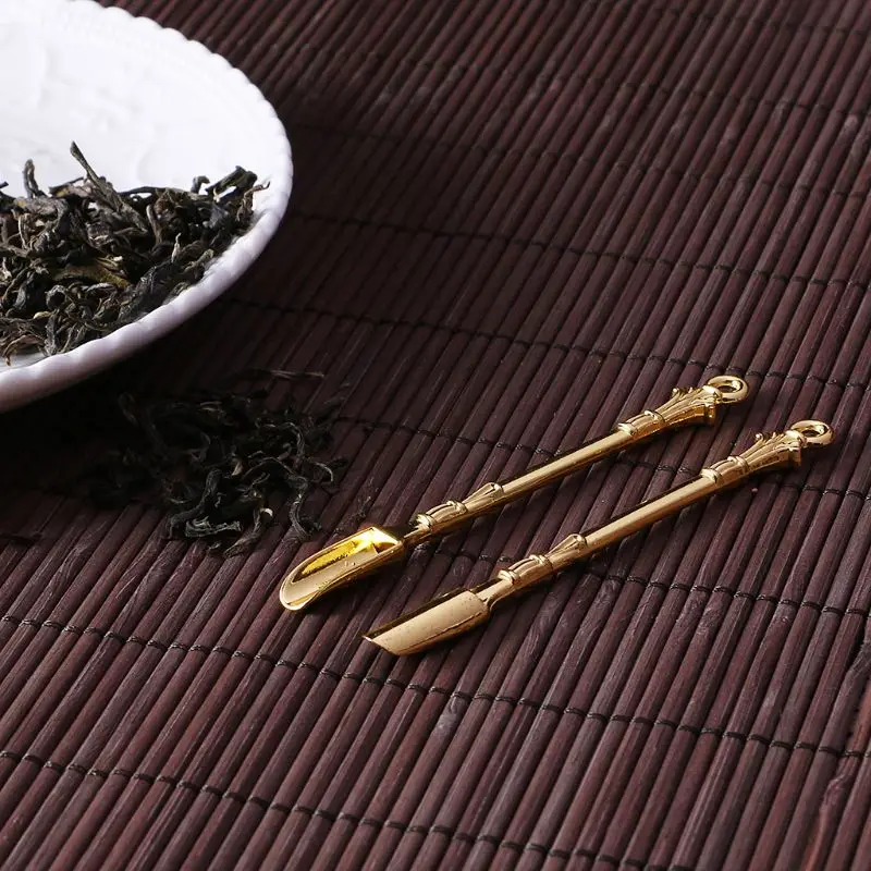 

Golden Metal Spoon Use For Snuff Powder Spoon Tea Pendants Tableware Tea Spoon