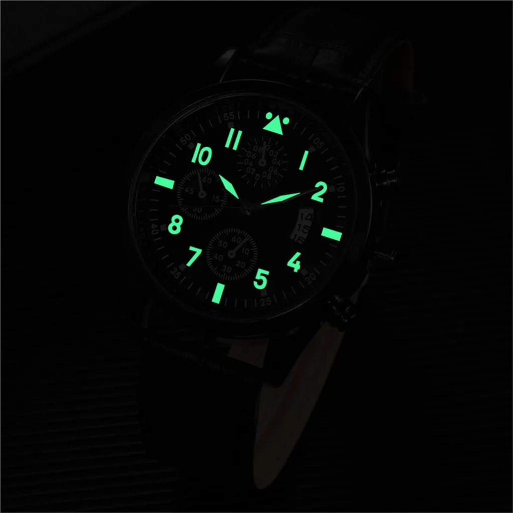 

Leather Strap Fashion Watch Men's Wristwatch With Calendar Function Plus Luminous Function Business Watches reloj de hombre