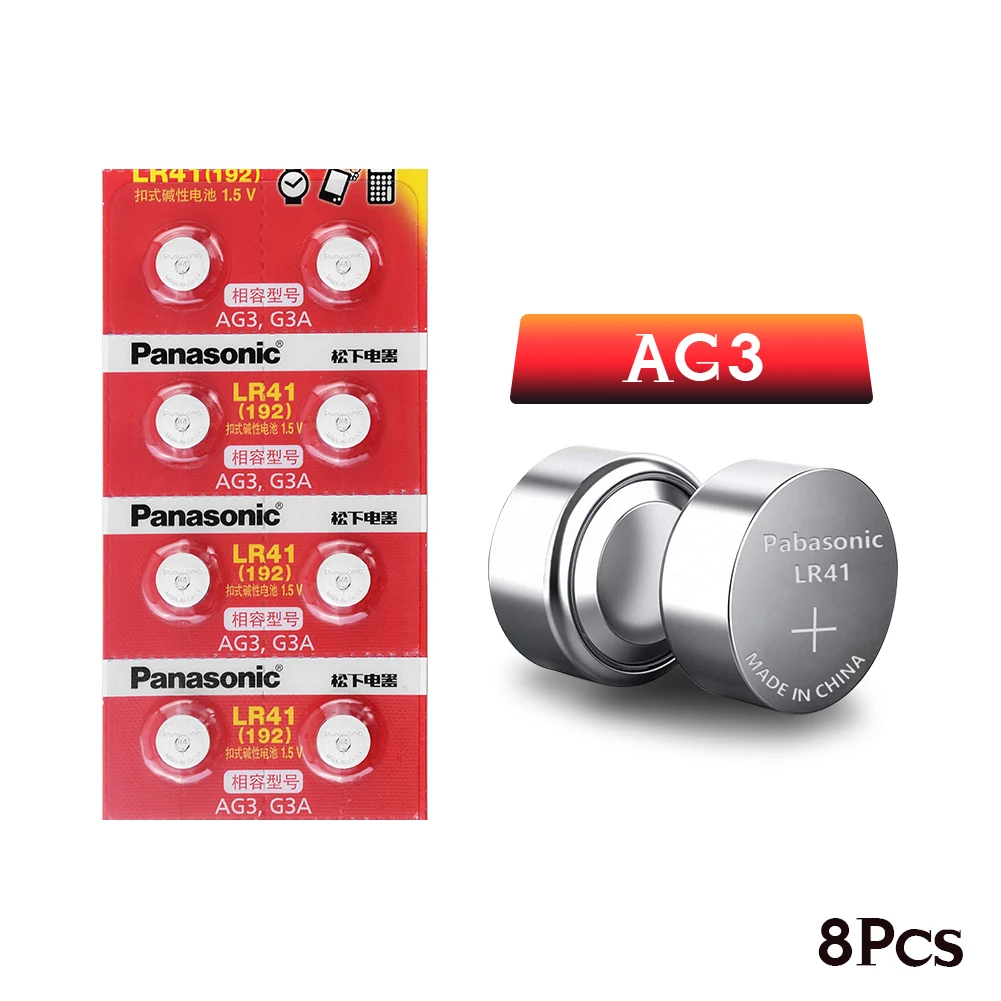 Батарейки PANASONIC AG3 LR41 192 V3GA кнопочные батарейки 1 5 в LR41H SR41 SR41W SR41SW SR415W TR41SW для
