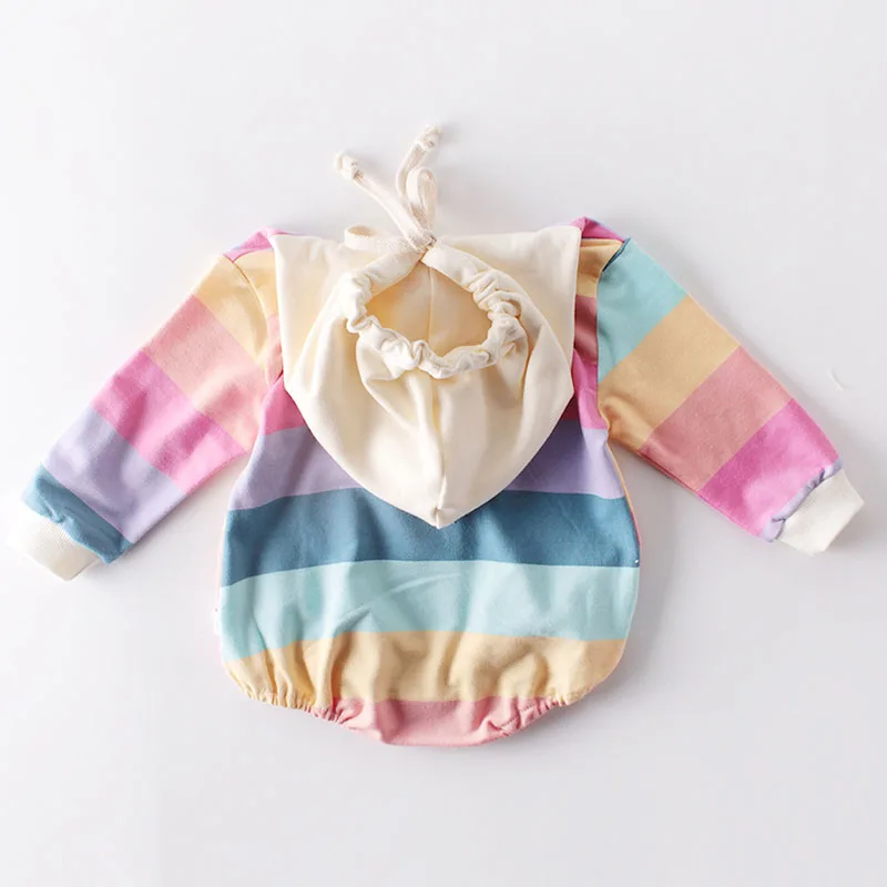 Детский хлопковый комбинезон с капюшоном длинным рукавом|Боди для малышек| |