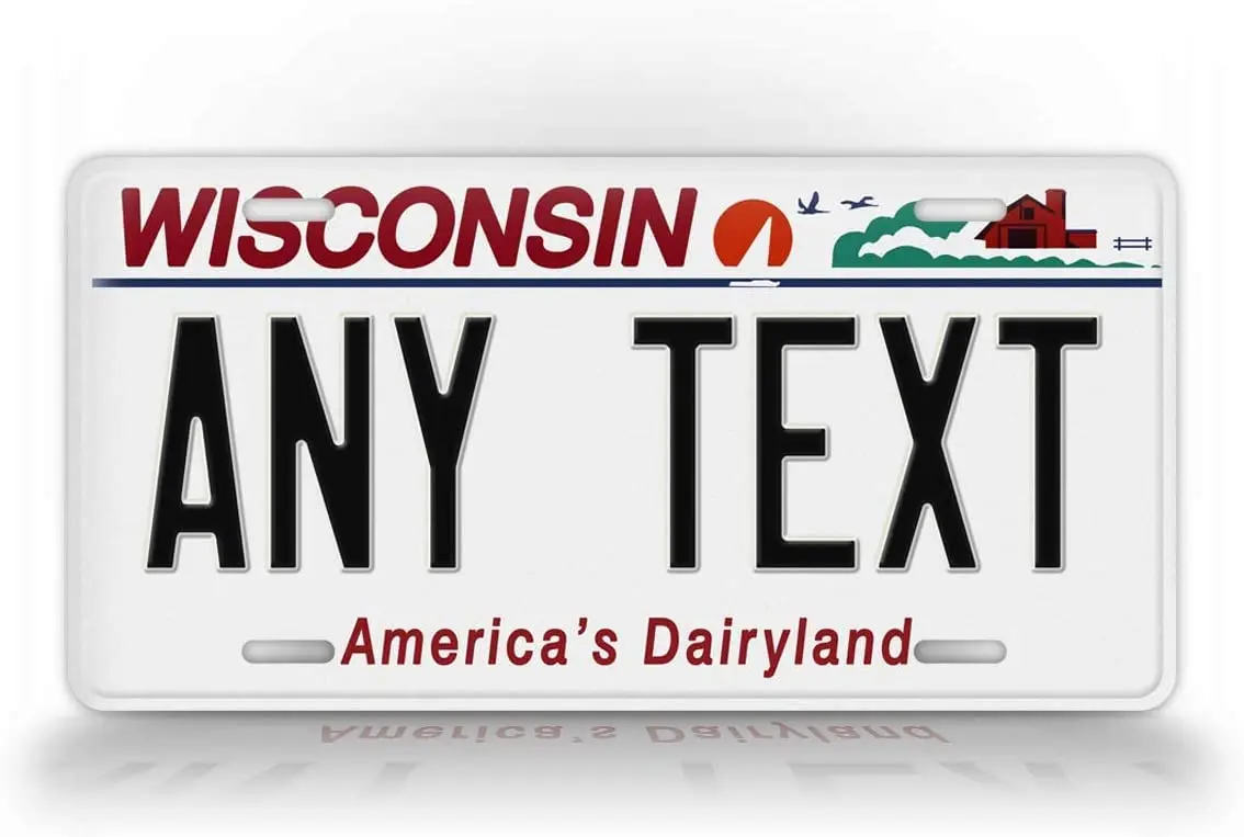

SignsAndTagsOnline Personalized Wisconsin License Plate Any Text Custom WI America's Dairyland Metal Auto Tag