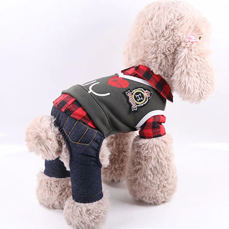 Buy School Style Pet Dog Clothes for Small Dogs Cute Puppy Cat Couple Wear Uniform French Bulldog Dress Jumpsuit Pets Clothing Coat on