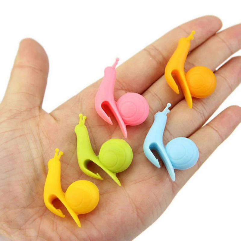 5pcs Exquisite Snail Shape Silicone Tea Bag Holder Cup Mug Candy Colors Cute creative tools for tea bags and cup holders - купить по