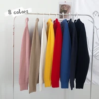 mens semi high neck sweater autumn winter korean loose pullover mens basic coat casual soft knitted sweater soft warm pullover