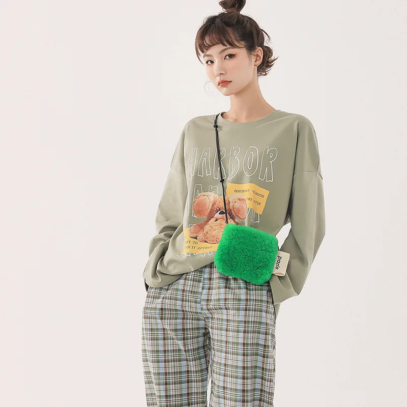 

Autunm New Women Lattice Cotton Pajamas Suit Lady Round Neck Two Piece Set Homewear Loose Casual Sleepwear Nightwear M L XL