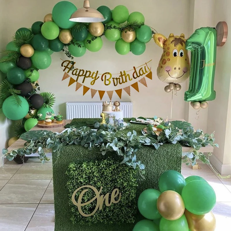 

86Pcs Jungle Safari Theme Party Decoration Balloon Arch Kit Garland Dark Green Balloons Boys Birthday Party Baby Shower Decors