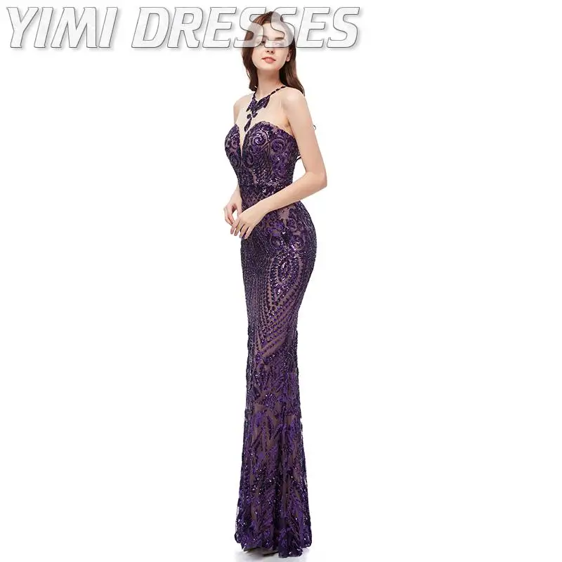 Роскошные фиолетовые кружевные вечерние платья с блестками Королевского синего