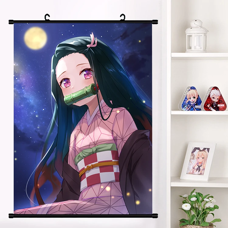 E Аниме демон убийца: Kimetsu no Yaiba Kamado Tanjirou Kamado Nezuko настенный свиток плакат Настенные подвесные плакаты домашний декор - Цвет: E