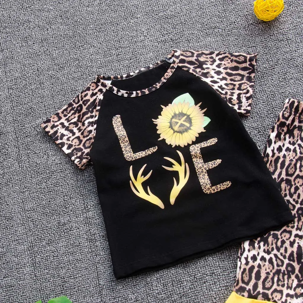 Детская футболка с леопардовым принтом и надписью Подсолнух для маленьких