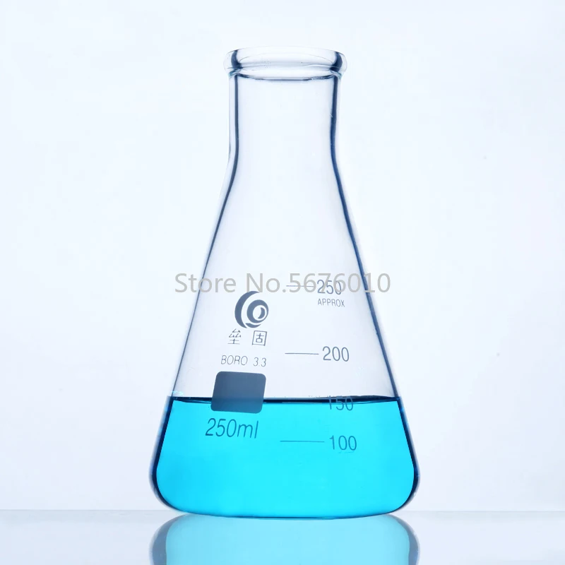 Колба из боросиликатного стекла Erlenmeyer коническая треугольная колба с широким
