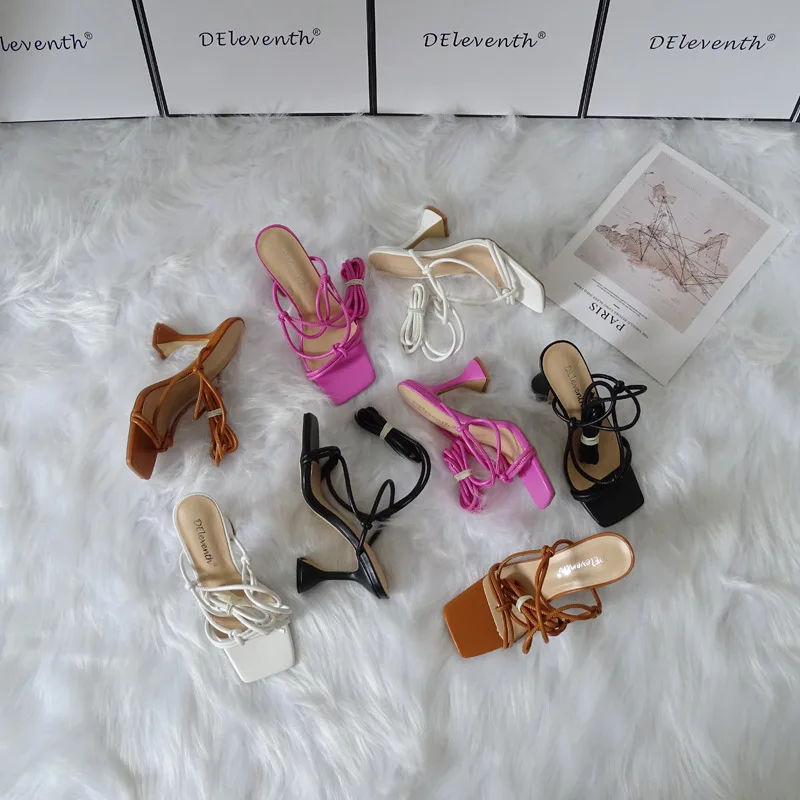 Brand  Sexy Open Toe Women's High Heels Sandals Ankle Strappy Party Dress Clubwear Fashion Summer Wedding Solid Shoes Woman
