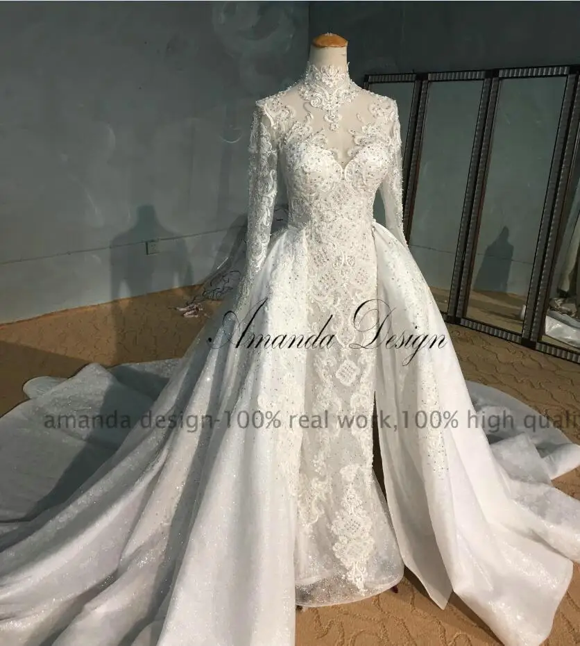 Свадебное Платье Аманда дизайн hochzeitskleid с высоким воротом и длинным рукавом со