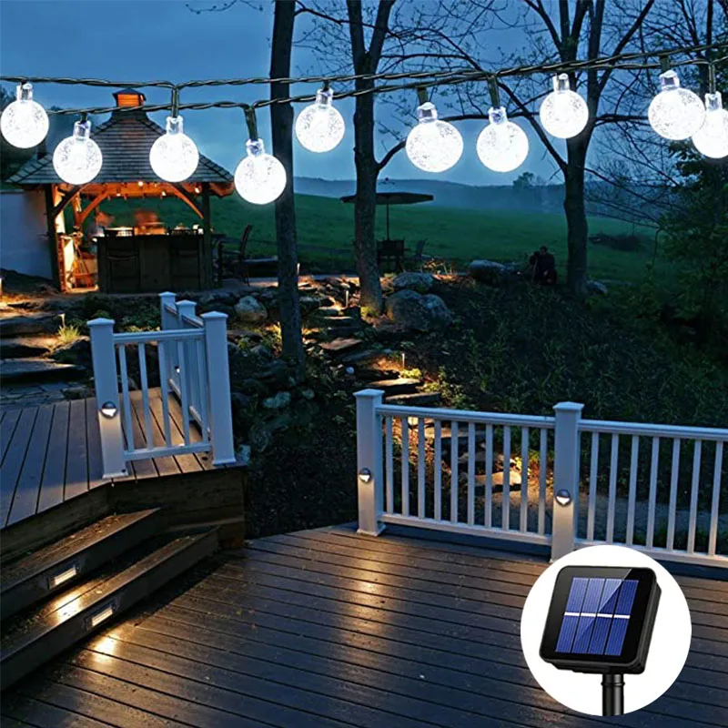 

Crystal Ball Fairy Lights String Solar Powered Waterproof Garlands Lights Camp Party Outdoor Gardens Street Christmas 7M 50LED