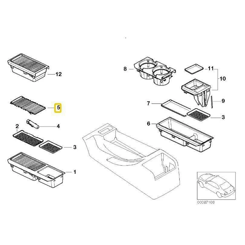 

For-BMW E46 3 Series 1998-2007 Front Center Console Tray Water Storage Drink Cup Holder 51167038323 Carbon Fiber