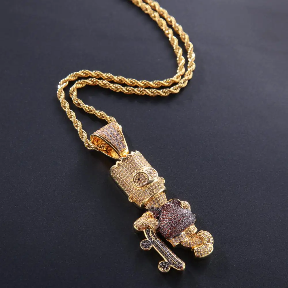 Кулон в стиле хип-хоп Симпсоны со стандартным мультяшным куклой мужские