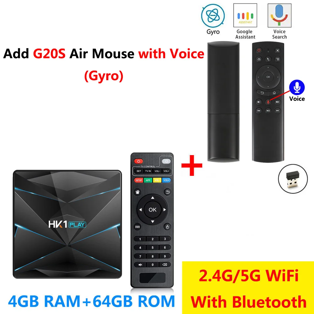 4GB 64GB add G20S HK1 Play Android 9,0 ТВ-приставка Amlogic S905X2 Четырехъядерный 4 ГБ ОЗУ 32 Гб 64 Гб ПЗУ медиаплеер H.265 4K HD Смарт-приставка 2 Гб 16 Гб - Цвет: 4GB 64GB add G20S