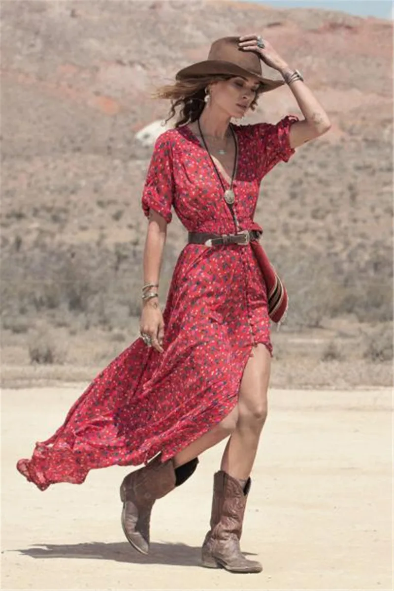 Женское пляжное платье Бохо Free Ostrich Шифоновое Вечернее Платье макси с цветочным