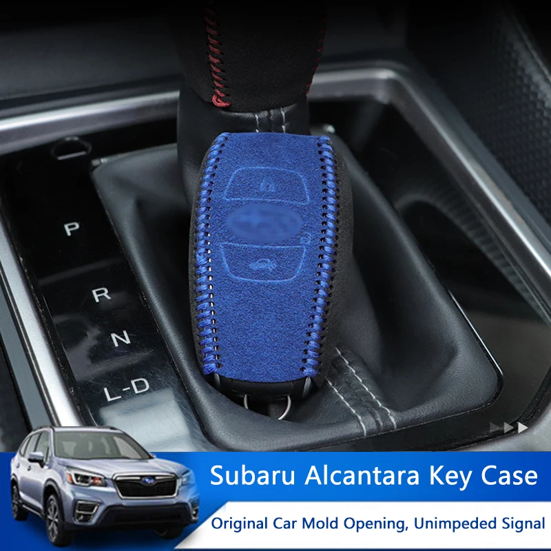 

QHCP Car Key Cover Suede Leather Remote Key Case Bag Sleeves Protective Shell For Subaru Forester Outback XV Legacy Accessories