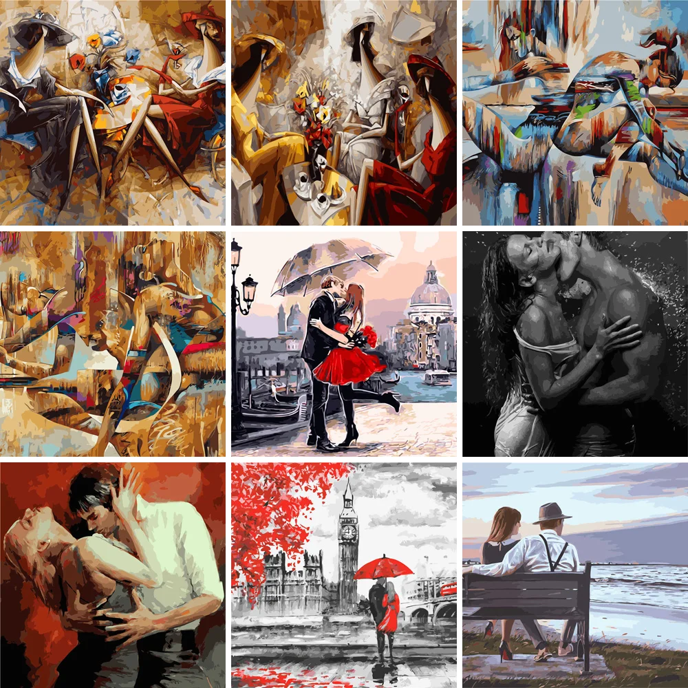 картина по номерам на подарок живопись Абстрактные мужские и женские пары краска