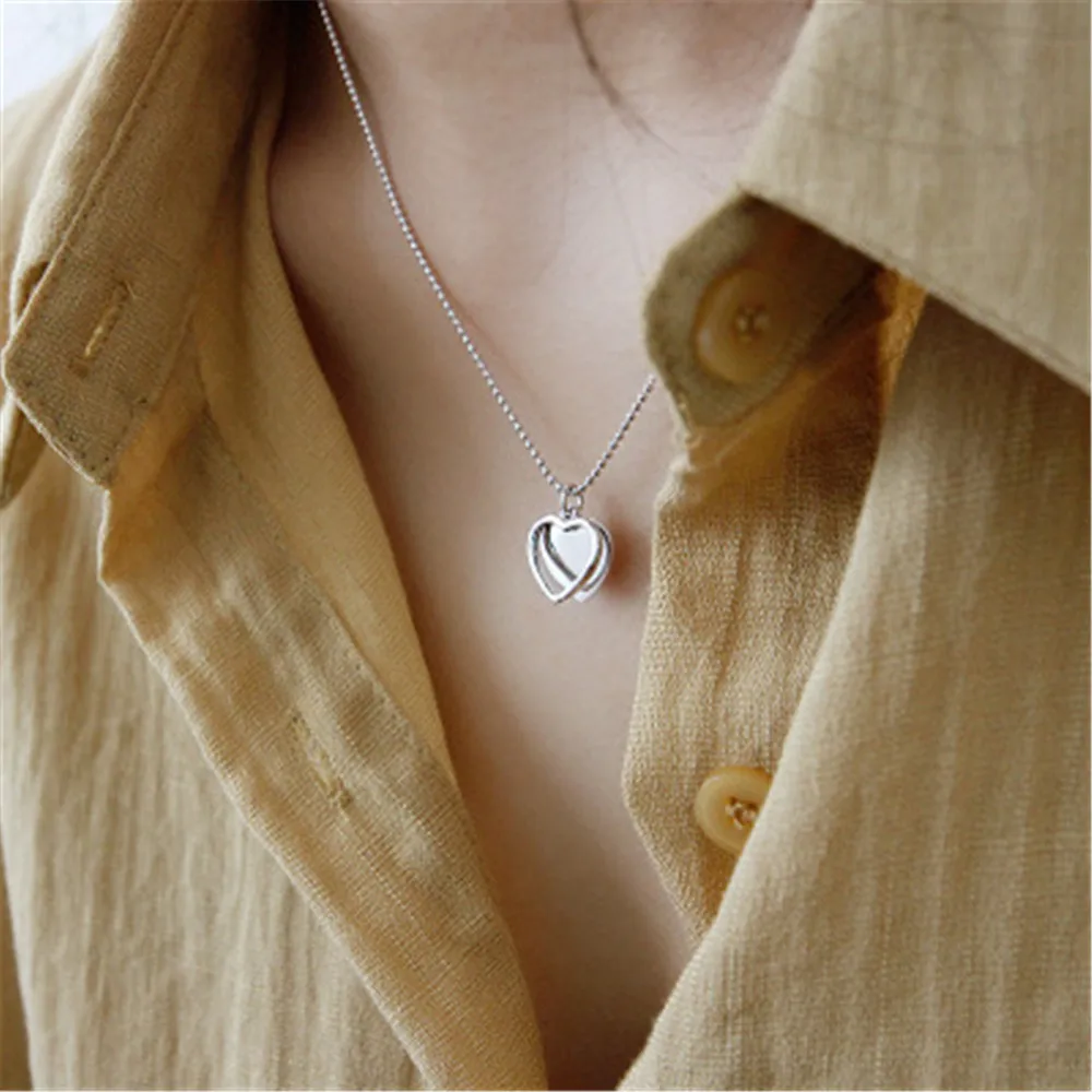 

Kikichicc 925 Sterling Silver Move Heart Pendant Necklace 2 Love Jewlery 2020 Fine Luxury Women Statement Simple Jewels