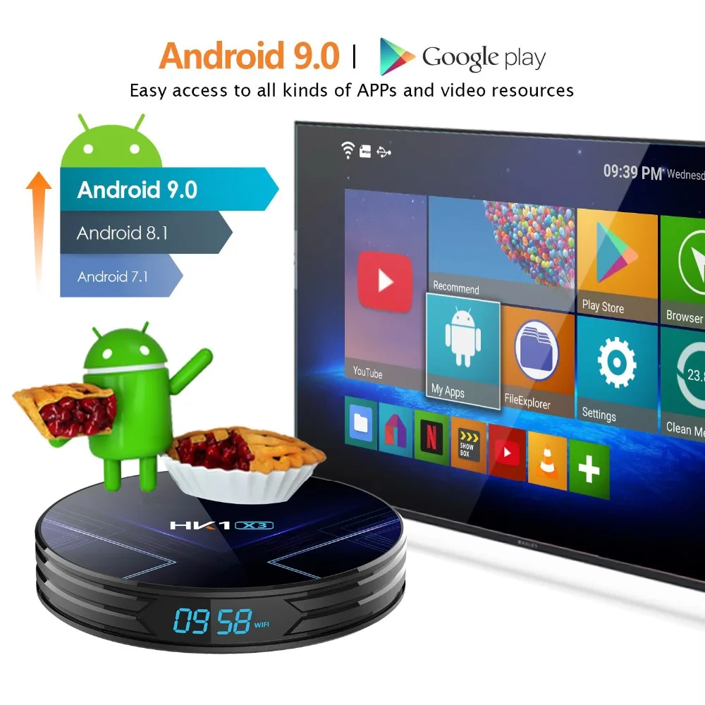 8K 24fps ТВ-приставка Amlogic S905X3 4K 60Hz Android 9,0 9 Smart tv box 4 Гб ram 128 Гб rom bluetooth 4,0 Google Play