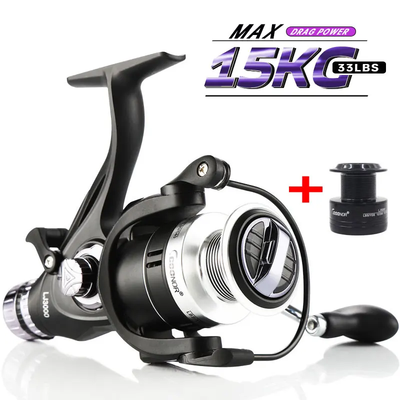 

9+1 BB Carp Fishing Reel with Extra Spool Double Brake Design Fishing Reel Super Strong 15KG Max Drag Power Spinning Reel