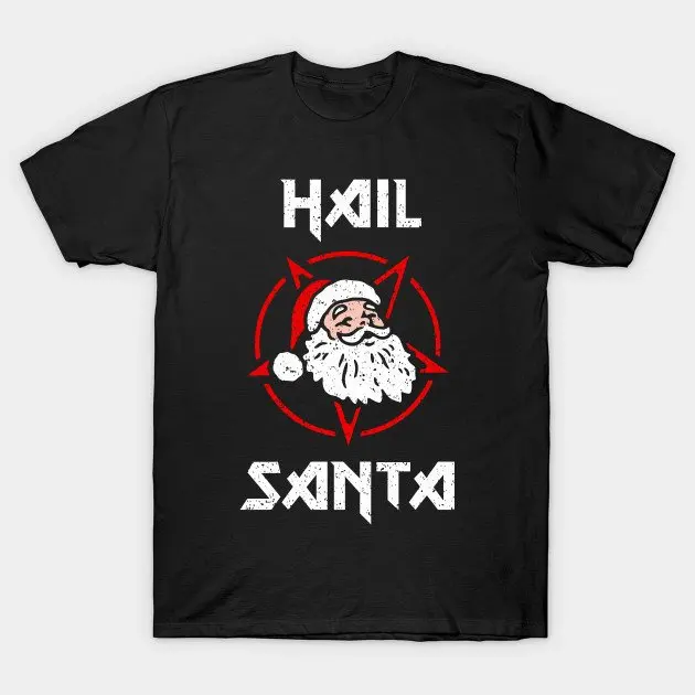 Новая летняя модная мужская футболка с надписью Hail Santa забавная Рождественская