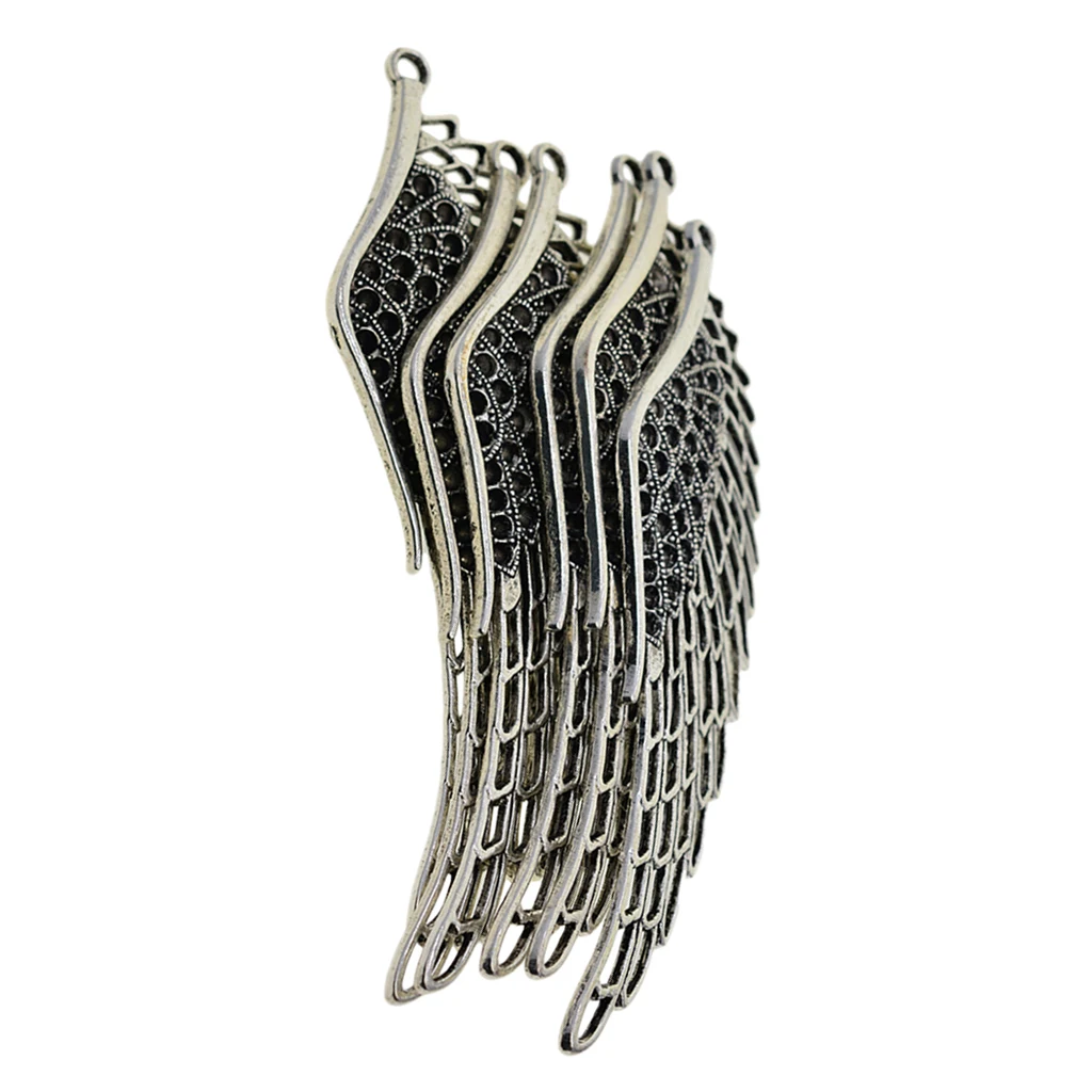 6 шт большое крыло Подвески птица Ангел подвеска Античные серебряного цвета 108x38mm