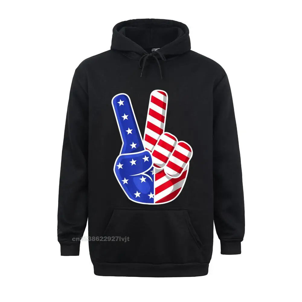 4th Of July American Flag Peace Sign Hand Patriotic Hoodie Mens Retro Fitness Tight Tops Tees Cotton Hooded Hoodies Family