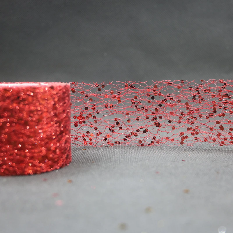 Блестящие тюлевые рулоны с блестками 5 см золотые лазерные органза