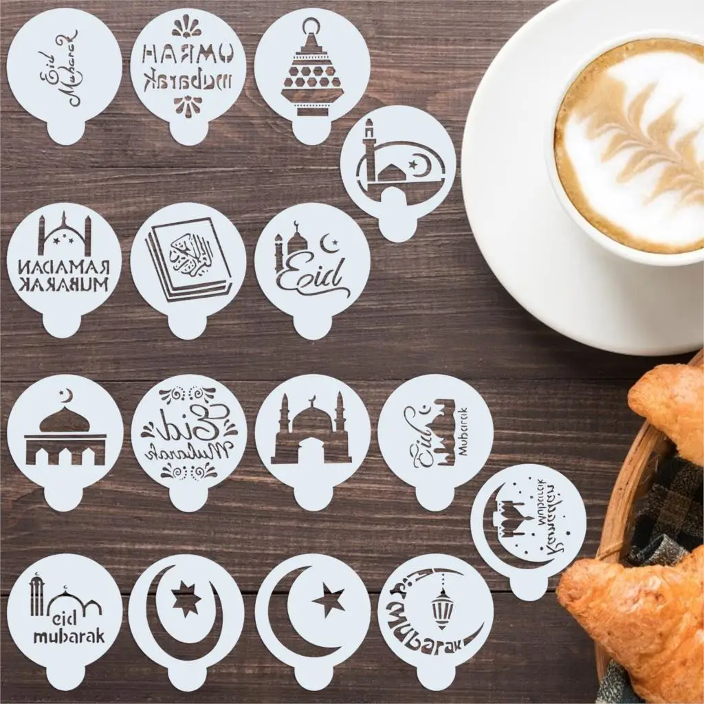 

Coffee Flower Stencils Eid Mubarak Ramadan Coffee Stencils