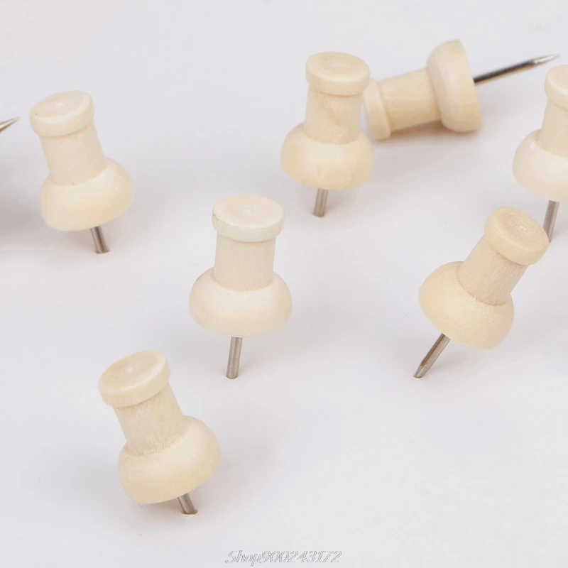 

40 Pcs Wooden Thumbtack Creative Decorative Drawing Push Pins Wood Head Office Au26 20 Dropship