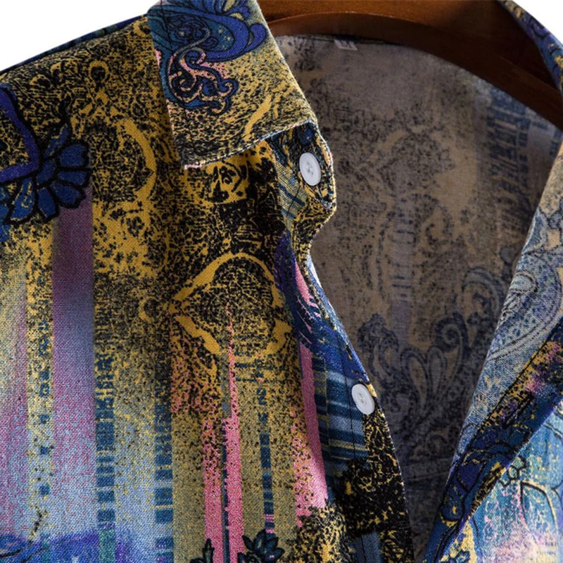 Мужская пляжная рубашка с коротким рукавом Повседневная Свободная винтажным