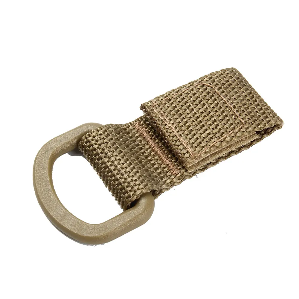 Tan S 1pcs Olecranon Shape Tactical Molle Nylon Carabiner Hook Buckles With Key Ring Hanging Belt Buckle Outdoor Hiking Travel Kits - Цвет: Tan S