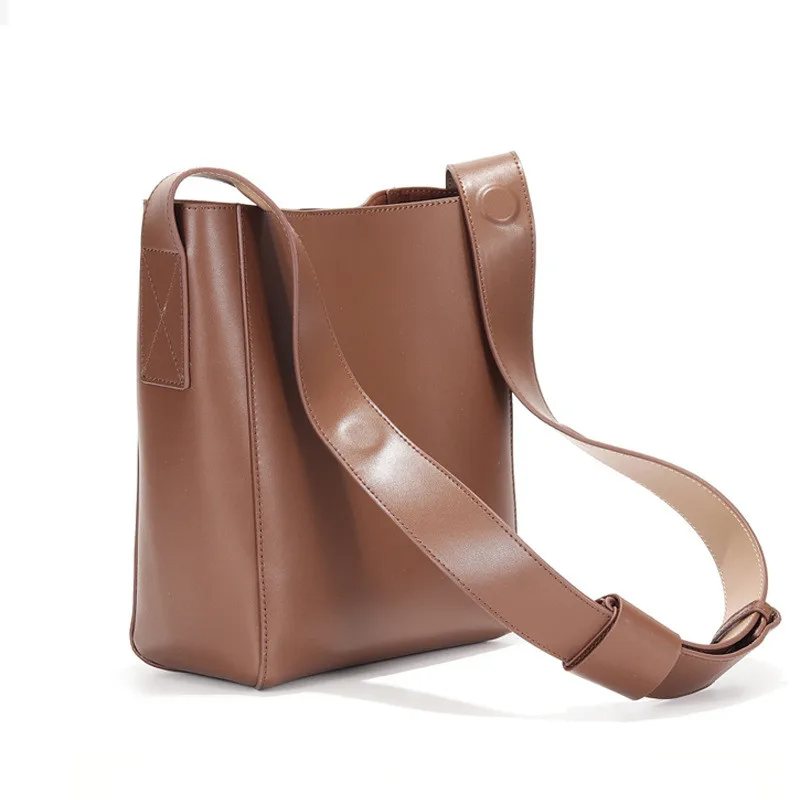 

Women's New Fashion Solid color Concise Bucket Bag Thick Shoulder Straps 2 in 1 Shoulder Bag Crossbody Bag Office Daily