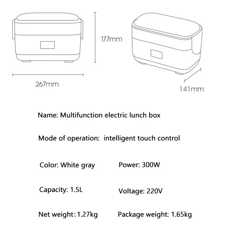 

Portable Steamer Heat Electric Rice Cooker Multifunction Electric Lunch Box Double Stainless Steel Liner Insulation Food Heater