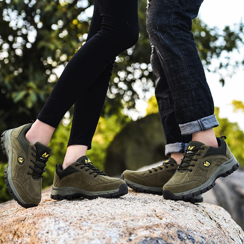 

2020 Couple Warm Hiking Boots Autumn and Winter Outdoor Sports Shoes Army Green Brown Hiking Boots Non-slip Hiking Shoes Brand