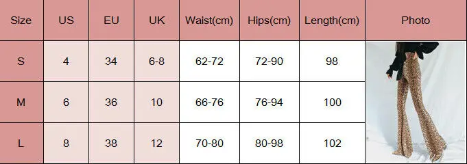 

Women's Skinny Flare Leopard Print Female Flares Pants Bell Stretch High Waist Pants Trousers nightclub style bell-bottoms S-2XL