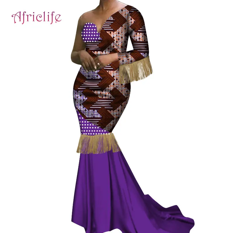 High-end Custom Wedding Party Evening Dress Fashion African Traditional Style Dresses Ankara Fabric Cotton Women Clothing WY5648