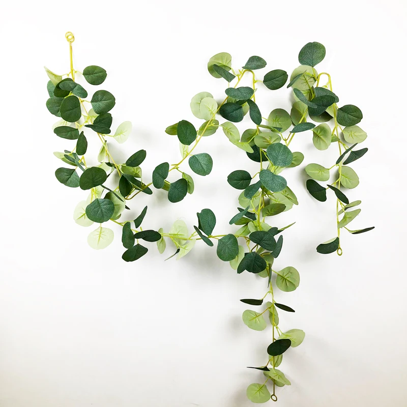 

150cm Silk Rattan Artificial Vines Fake plants Ivy False Eucalyptus Leaves Wall Hanging Leafs For Home Garden Ceiling Room Decor