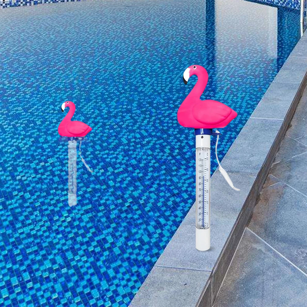 

Cartoon Pink Bird Swimming Pool Thermometer Water Temperature Measurement Instrument Cute Animal Floating Probe