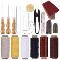 lmdz 22pcs leather sewing repair kit sewing needles thread leather crafting leather stitching tools leather waxed thread awl