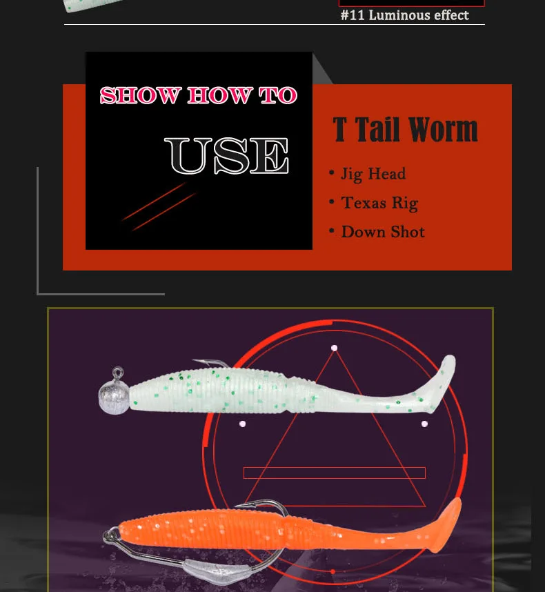 Лидер продаж 15 шт./лот Рыбалка Мягкий воблер крючковый лов 5 см 1g световая приманка для рыбалки червь плавающие приманки силиконовые приманки