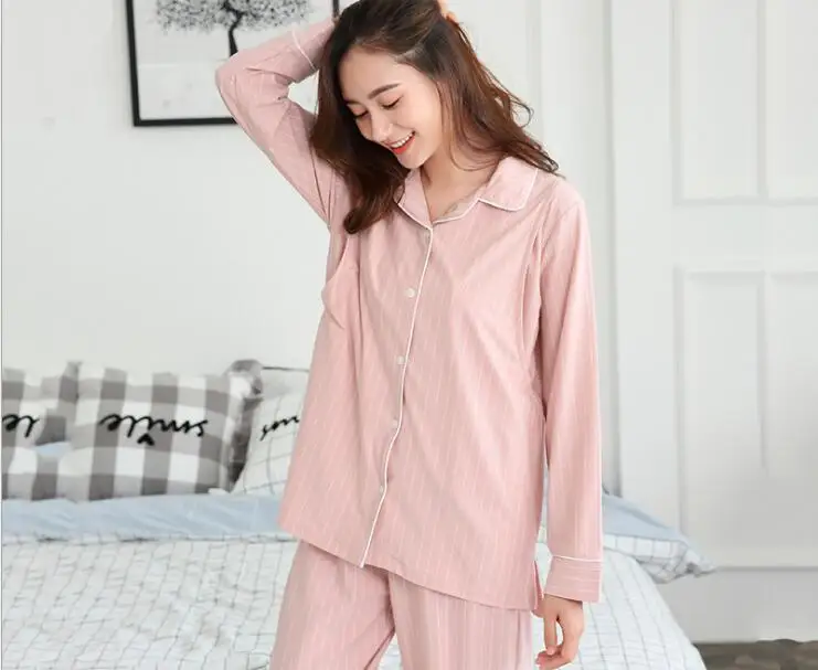 Fashion 2PCs/Set Striped breastfeeding Sleepwear Breastfeeding Nightwear for Pregnant Women Pregnancy Breast Feeding Pajamas | Мать и