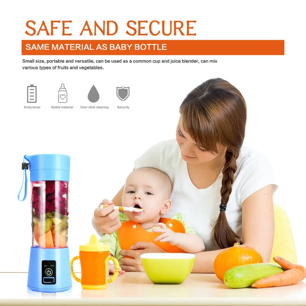 

380ml Juicer Cup Electric USB Rechargeable Juicer Smoothie Fruit Machine Kitchen Mini Portable Juice Blender Dropshipping