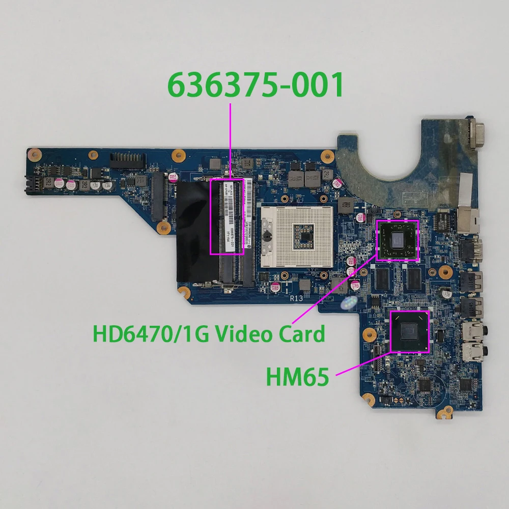 Материнская плата для ноутбука HP Pavilion G4 G6 G7T Series 636375-001 DA0R13MB6E0 HD6470/1G HM65