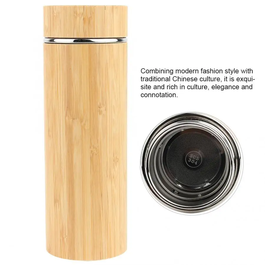 Природный бамбук чашка сохраняет тепло чай кофе вакуумная дорожная для чая вода