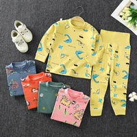 children underwear pajama set baby floral cartoon long john outfits spring fall korean kids boy girl tops tees pants suit 2021